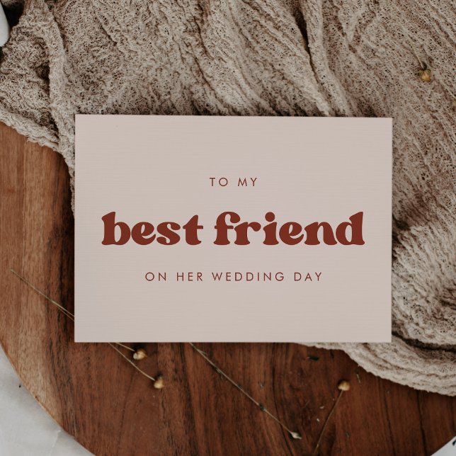 Retro peach To my best friend on her wedding day Invitation (Creator Uploaded)