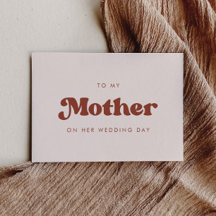 Retro peach To my mother on my wedding day card