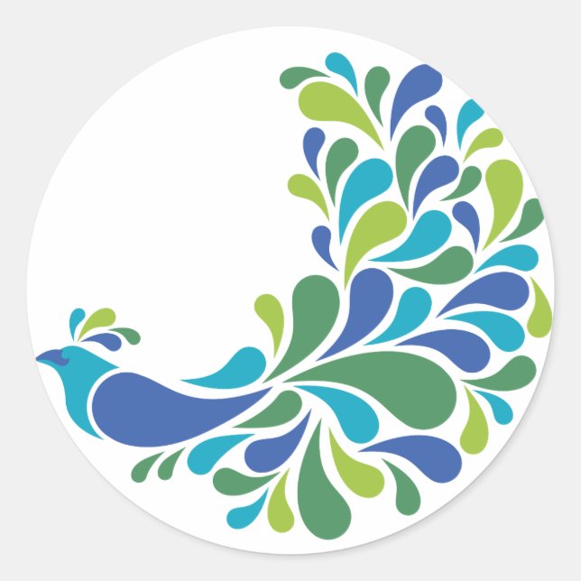 Retro Peacock Classic Round Sticker (Front)