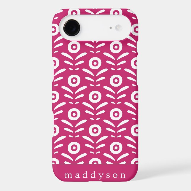 Retro Peacock Pink Floral Pattern Personalized Case-Mate iPhone Case (Back)