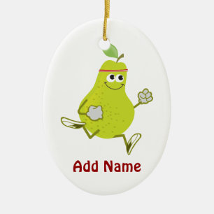Retro Pear Runner Ceramic Ornament