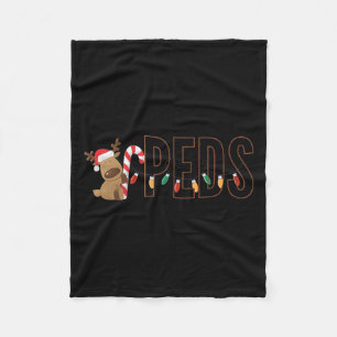 Retro Pediatrics Christmas Lights Reindeer Peds Nu Fleece Blanket