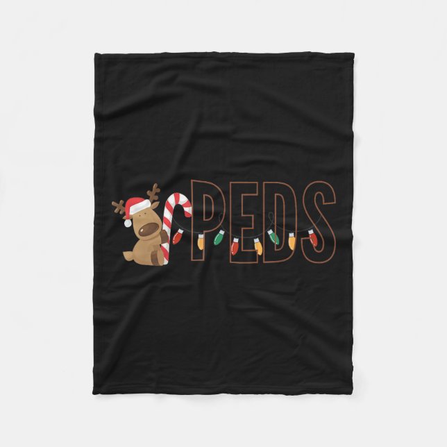 Retro Pediatrics Christmas Lights Reindeer Peds Nu Fleece Blanket (Front)
