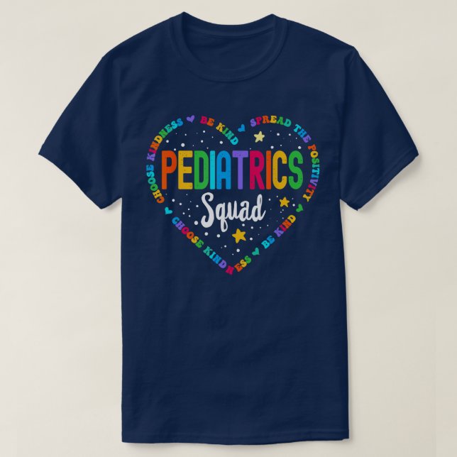 Retro Pediatrics Squad Heart Peds Registered Nurse T-Shirt (Design Front)