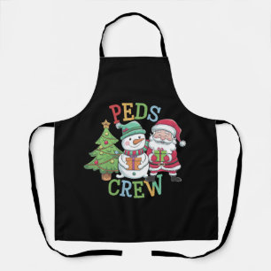 Retro Peds Crew Christmas Pediatric Nurse Nursing  Apron