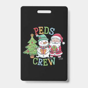 Retro Peds Crew Christmas Pediatric Nurse Nursing  Badge