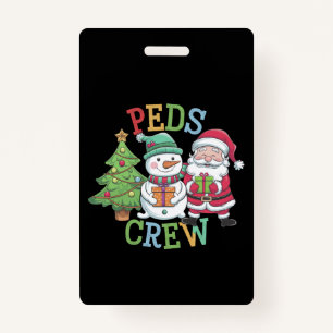 Retro Peds Crew Christmas Pediatric Nurse Nursing  Badge