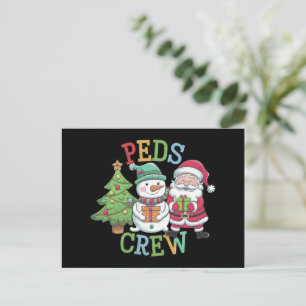 Retro Peds Crew Christmas Pediatric Nurse Nursing  Holiday Postcard