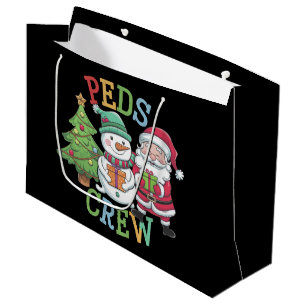 Retro Peds Crew Christmas Pediatric Nurse Nursing Large Gift Bag