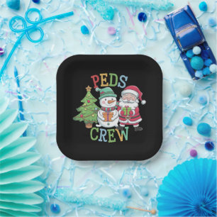 Retro Peds Crew Christmas Pediatric Nurse Nursing  Paper Plate
