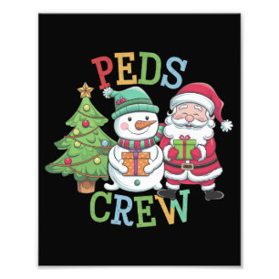 Retro Peds Crew Christmas Pediatric Nurse Nursing  Photo Print