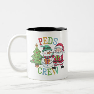 Retro Peds Crew Christmas Pediatric Nurse Nursing Two-Tone Coffee Mug