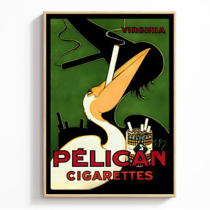 Retro Pelican Cigarettes Ad, French Art Deco Era Poster