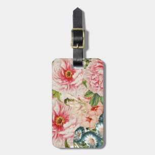 Retro Peony Flower Spring Floral Pattern Luggage Tag