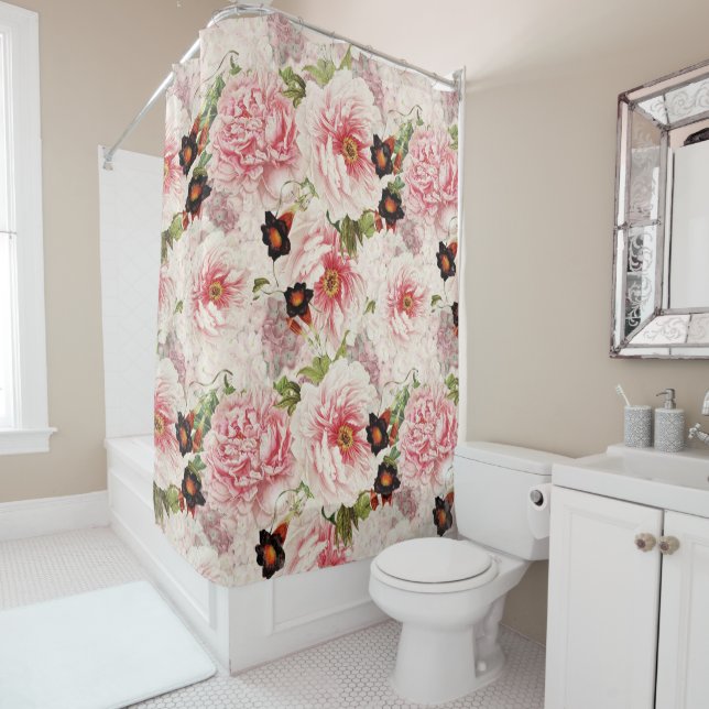 Retro Peony Flower Spring painterly Pattern (In Situ)