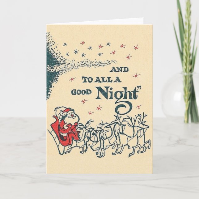 Rétro Père Noël et carte de Noël de renne (Devant)