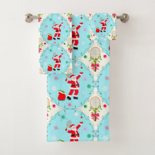 Retro Père Noël Jouer Tennis Ogee Motif