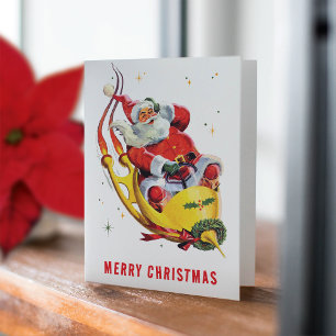 Retro Père Noël sur Rocket Fête de Noël sans photo