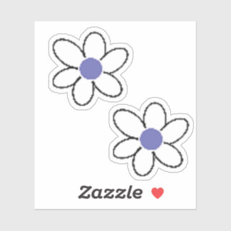 Retro Periwinkle lavender White Flowers