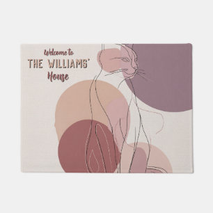 Retro Persian House Cat Mom Dad Home Welcome Mat 