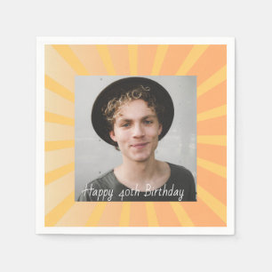 Retro Personalized 40th Birthday Photo Napkin