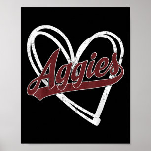 Retro Personalized Aggies-heart Men Women Kid _1 Poster