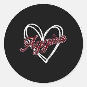 Retro Personalized Aggies-heart Men Women Kid _2 Classic Round Sticker