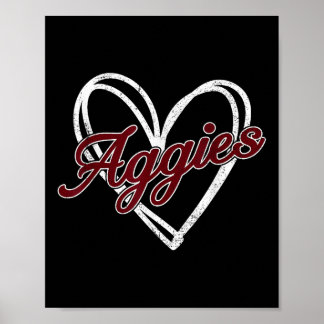 Retro Personalized Aggies-heart Men Women Kid _2 Poster