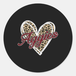 Retro Personalized Aggies-heart Men Women Kid  Classic Round Sticker