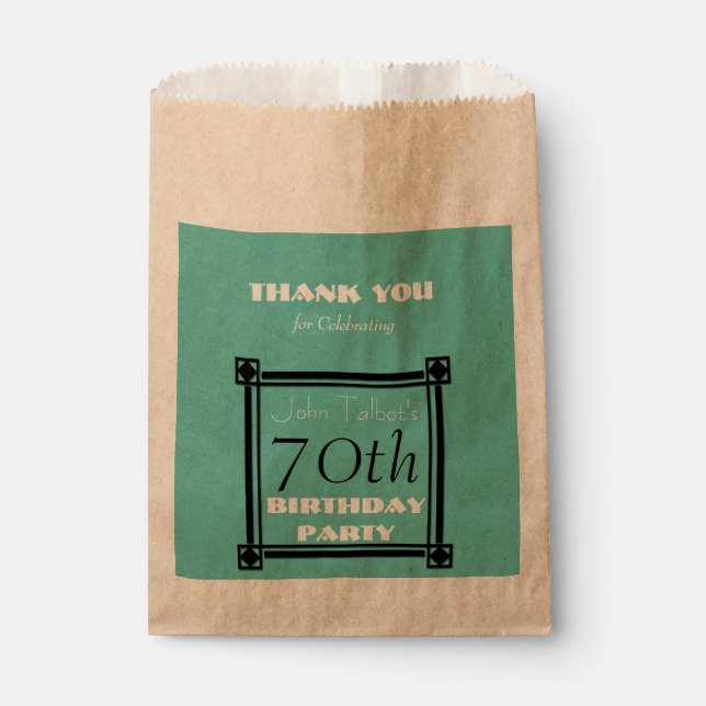 Retro Personalized Birthday Thank You Favour Bag (Front)