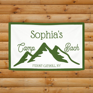 Retro Personalized Camp Bach Mountains Green Banner