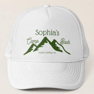 Retro Personalized Camp Bach Mountains Green Trucker Hat
