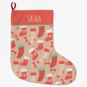 Retro Personalized Christmas Large Christmas  Stocking