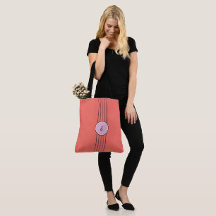 Retro Personalized Coral Red and Pink Tote Bag