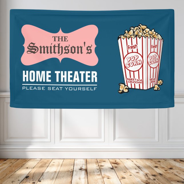 Retro Personalized Family Name Home Theatre Banner (Creator Uploaded)