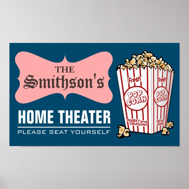 Retro Personalized Family Name Home Theatre Poster (Front)