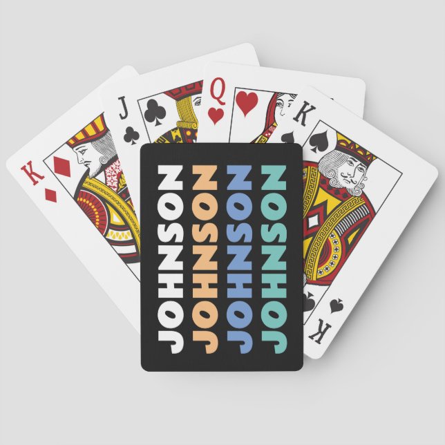 Retro Personalized Family Name Playing Cards (Back)