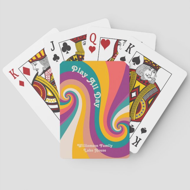 Retro Personalized Family Name Playing Cards (Back)