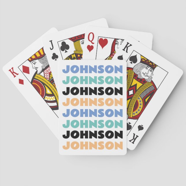 Retro Personalized Family Name Playing Cards (Back)