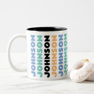 Retro Personalized Family Name Two-Tone Coffee Mug