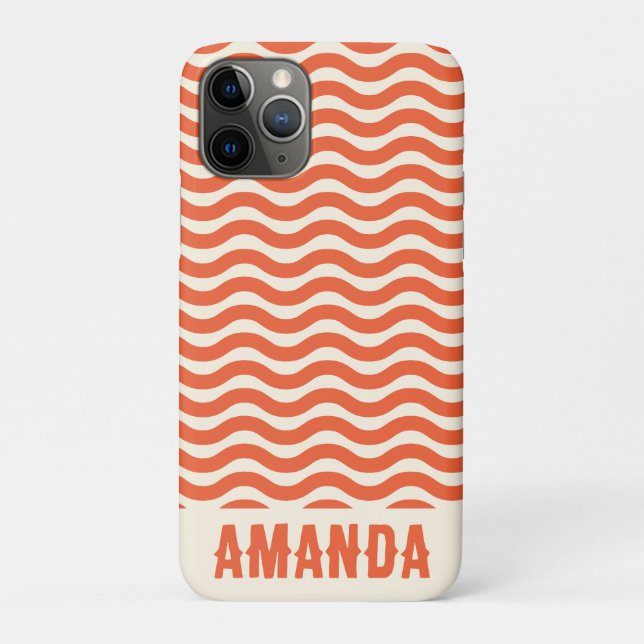 Retro Personalized Hippie Beach Stripes Orange  Case-Mate iPhone Case (Back)