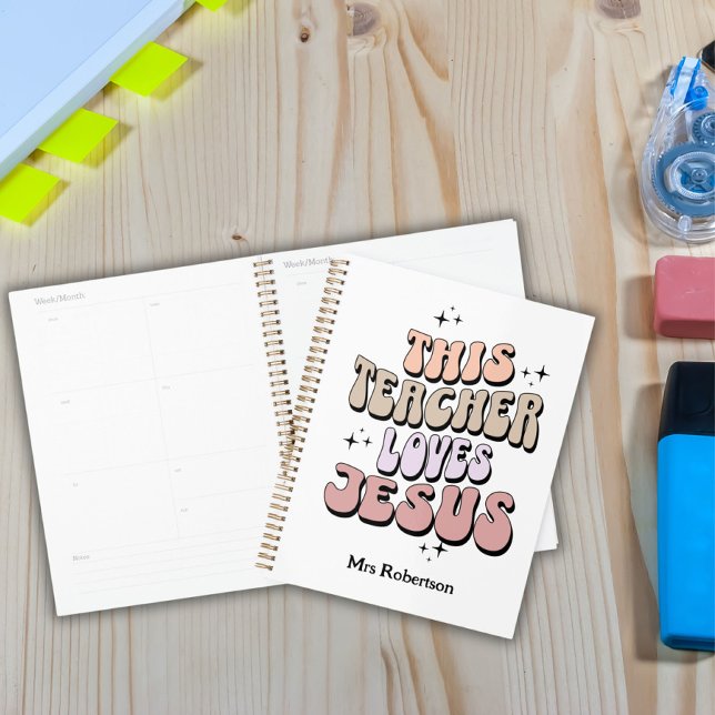 Retro personalized Jesus teacher appreciation  Planner (Creator Uploaded)