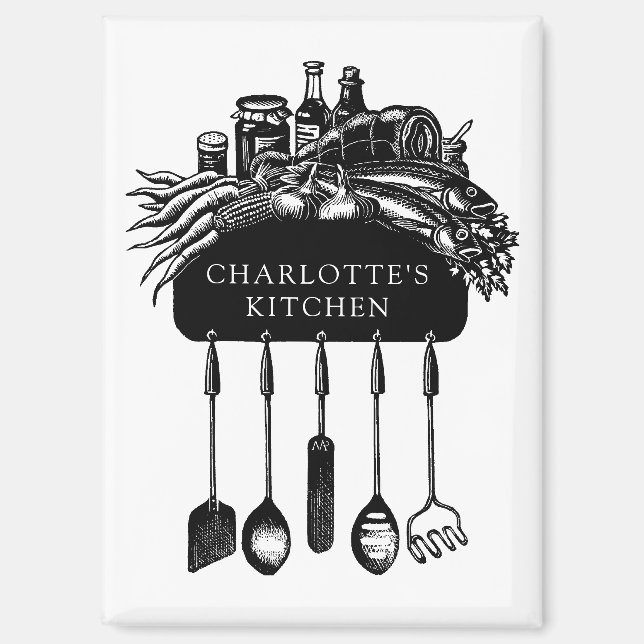 Retro Personalized Kitchen Magnet (Front)