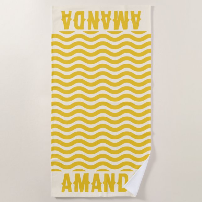Retro Personalized matching summer vacation  Beach Towel (Front)