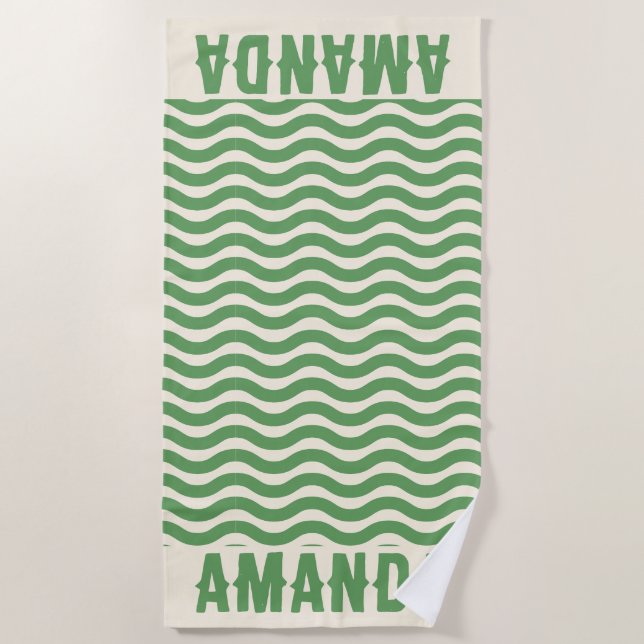 Retro Personalized matching summer vacation  Beach Towel (Front)