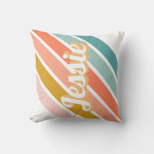 Retro Personalized Name Throw Pillow