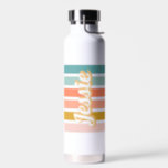 Retro Personalized Name Water Bottle<br><div class="desc">Retro inspired sunburst design in bright and playful vintage colours that can be personalized with your name.</div>