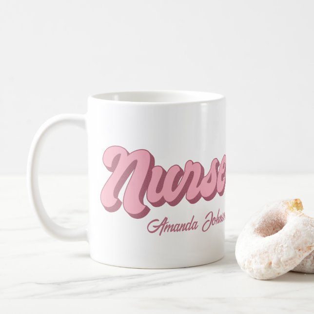 Retro Personalized Nurse Mug (With Donut)