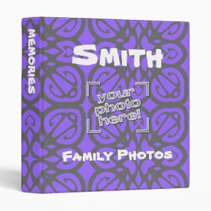 Retro Personalized Photo Album Purple / Dark Grey Binder