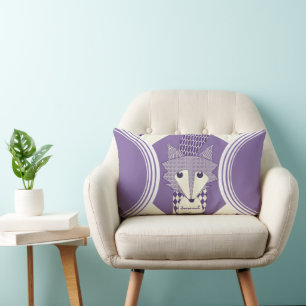 Retro Personalized Purple and Olive Fox Pillow